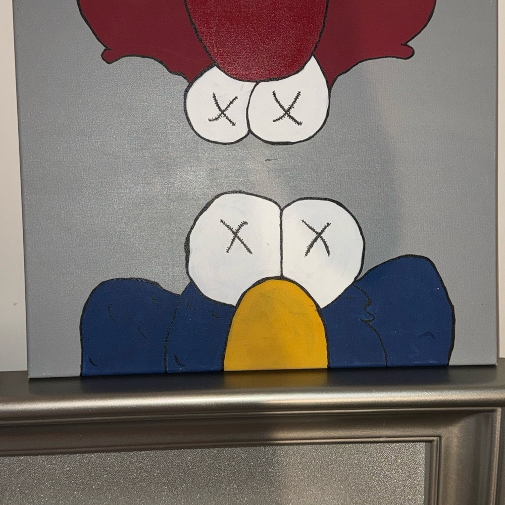 Abstract Art Canvas with Red and Blue Accents